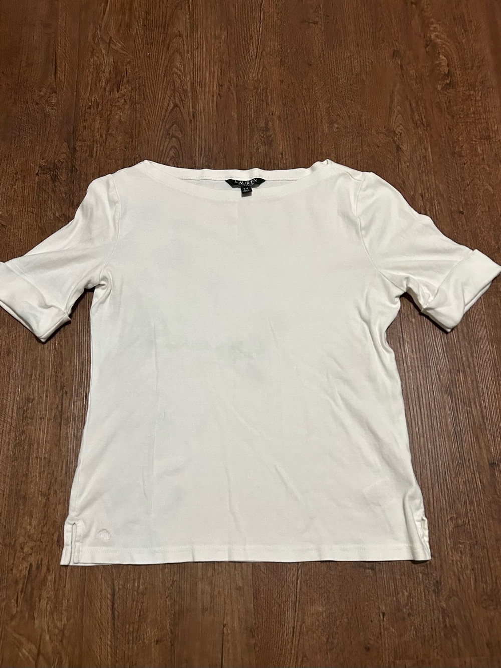 Lauren Ralph Lauren White Short-Sleeve Boatneck Tee